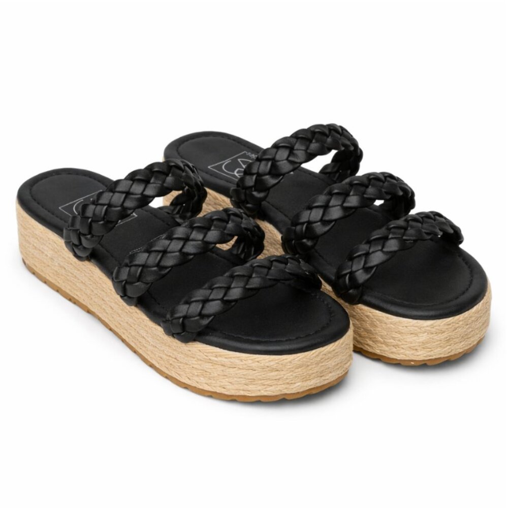 ✨5/$25✨FINAL PAIR 🔥Braided Platform Slide Sandals in Black Size 6